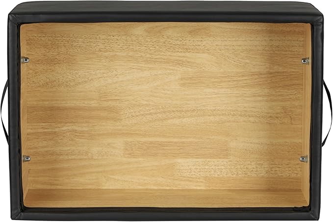 HolaHatha Wooden Pilates Box with Pole, High Density Padding, Portable Reformer & Home Gym Equipment for Balanced Workouts, 24"x15.8"x9", Black