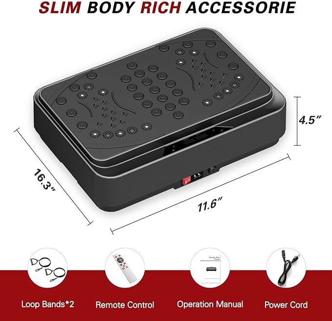 Whole Body Vibration Shake Plate Exercise Machine, 10 Modes Power Plate Vibration Platform with Resistance Bands for Full Body Workout, 500lbs Capacity