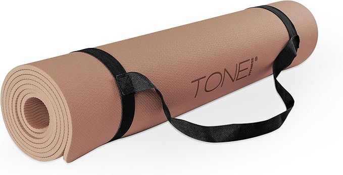 TONE Fitness Yoga Mat 1/4" Thick Non Slip Exercise & Pilates Mat for Home Workouts with Carrying Strap | Multiple Options