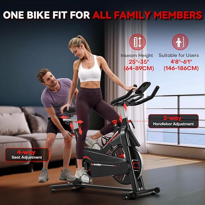 Exercise Bike, Wenoker Magnetic Resistance Stationary Bike for Home App Sync Indoor Bike with 350lbs Weight Capacity, Tablet Holder and Fitness Courses for Weight Loss