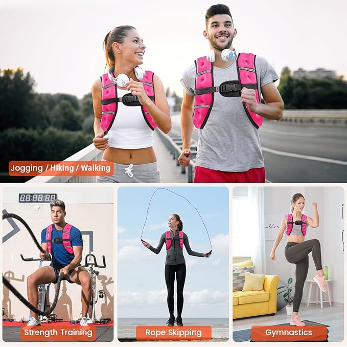 Weighted Vest, 6lb/8lb/10lb/12lb/16lb/20lb/25lb/30lb Weight Vest for Men Women, Body Weight Vests Adjustable with Reflective Stripe for Strength Training, Running, Workout, Jogging, Walking