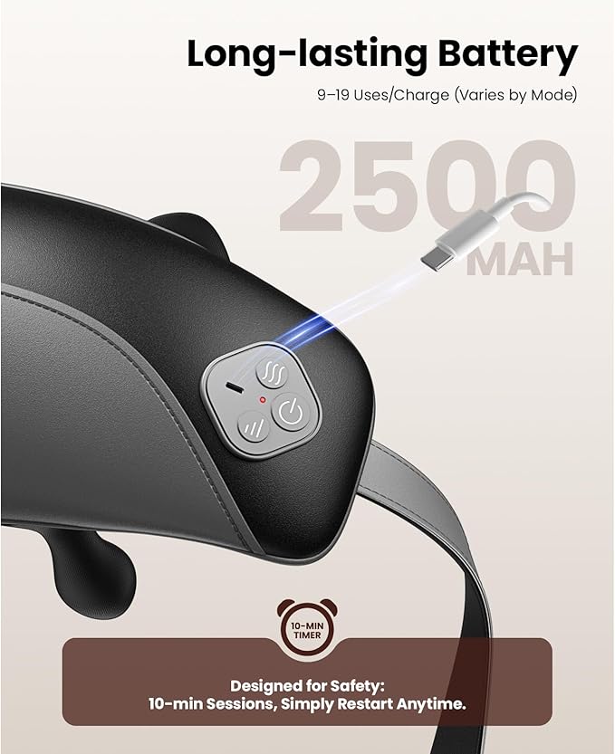 BOB AND BRAD iNeck Pro Cordless 4D Shiatsu Neck Massager with Heat for Pain Relief, FSA Eligible HSA Deep Tissue Kneading for Neck, Shoulder & Back, 190 Min Long Battery Life, for Office, Travel Gifts