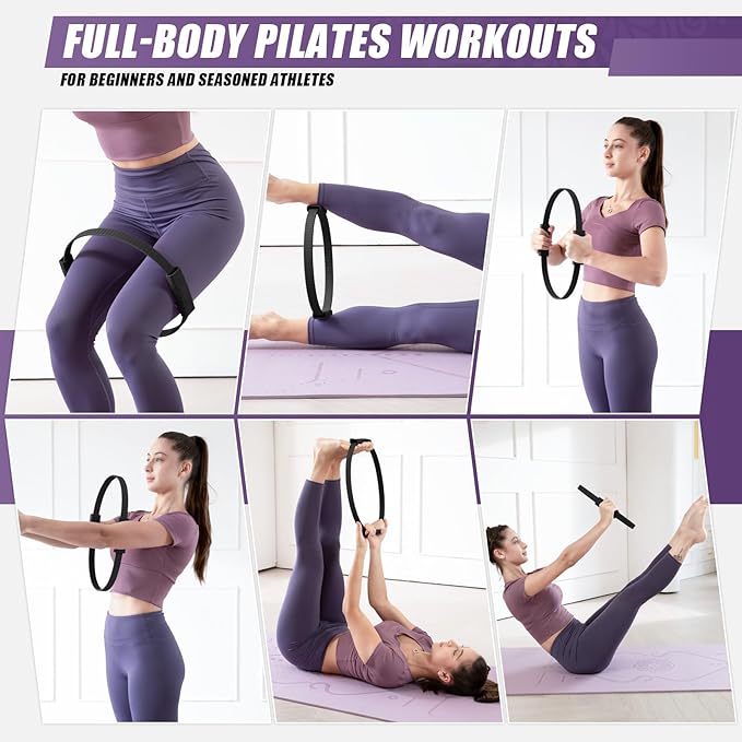 Pilates Ring Circle, 14" Magic Circle Pilates Rings for Focusing on Toning Inner Thighs, Arms, and Core, Fitness Exercise Ring Workout Ring for Yoga and Pilates