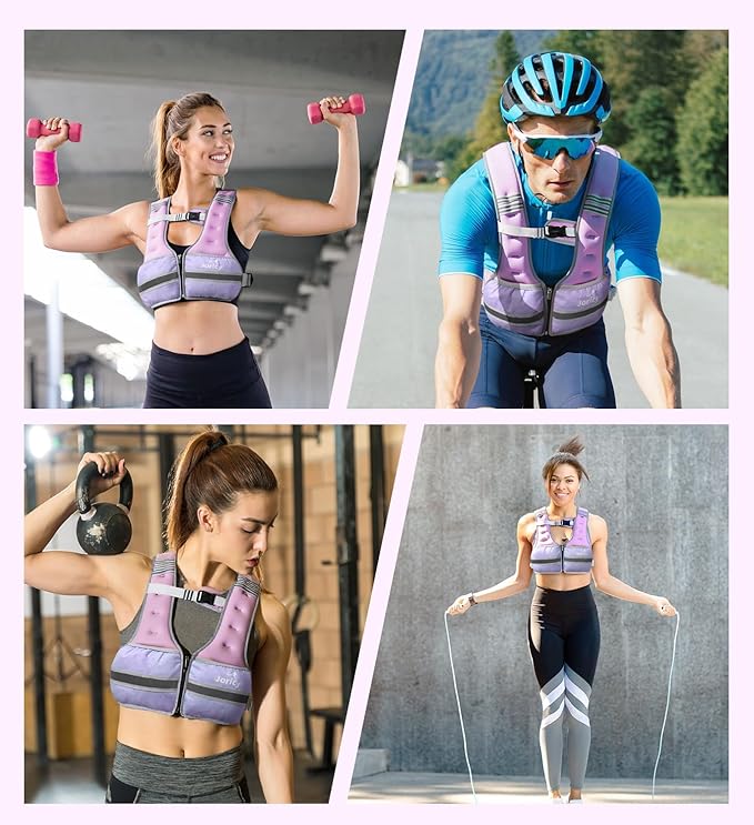 Weighted Vest Woman Men 6lb 8lb 10lb 12lb 14lb 16lb 20lb 25lb 30lb Weight Vest Zipper Front Rucking Vests With Reflective Strips for Walking Running Workout Strength Training Weight Loss Women