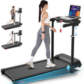 Treadmill with Desk Workstation & Adjustable Height, 450 lbs Weight Capacity, Folding Incline Treadmill with Handle Bar, Portable Ultra-Quiet 3.5HP Walking Pad Treadmill with Desktop for Home Office