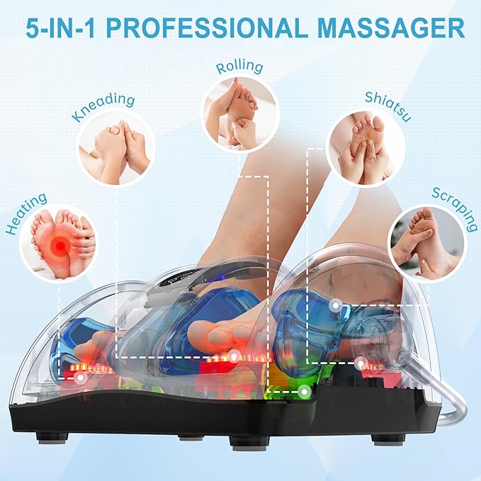 TISSCARE Shiatsu Foot Massager with Heat: FSA Eligible HSA Foot Massager for Neuropathy, Plantar Fasciitis and Pain Relief-Massage Feet/Leg/Calf/Ankle at Home/Office, Gifts for Women and Men(Gray)