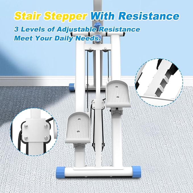 Stair Stepper for Home Gym, Foldable Full Body Exercise Climbing Machines, Vertical Climber Workout Machine with Resistance & Adjustable Handles, Frame Stable