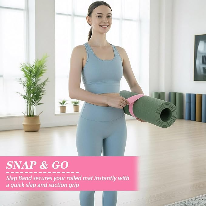 Yoga Mat Strap, One Snap Yoga Mat Slap Band for Keep Mats Tightly Rolled, Elastic One Snap Straps Band