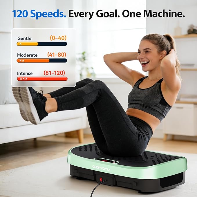 Vibration Plate Exercise Machine - 120 Levels, 350lb Capacity, Quiet Motor with Remote Control for Home Fitness & Weight Loss