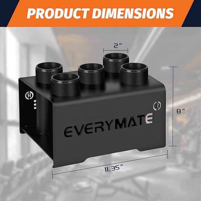 EVERYMATE Vertical Barbell Rack - Heavy-Duty Steel Organizer, Barbell Holder Floor Stand, Fits 2" Olympic Bars with Scratch-Resistant Inserts, Space-Saving for Home/Garage/Commercial Gym