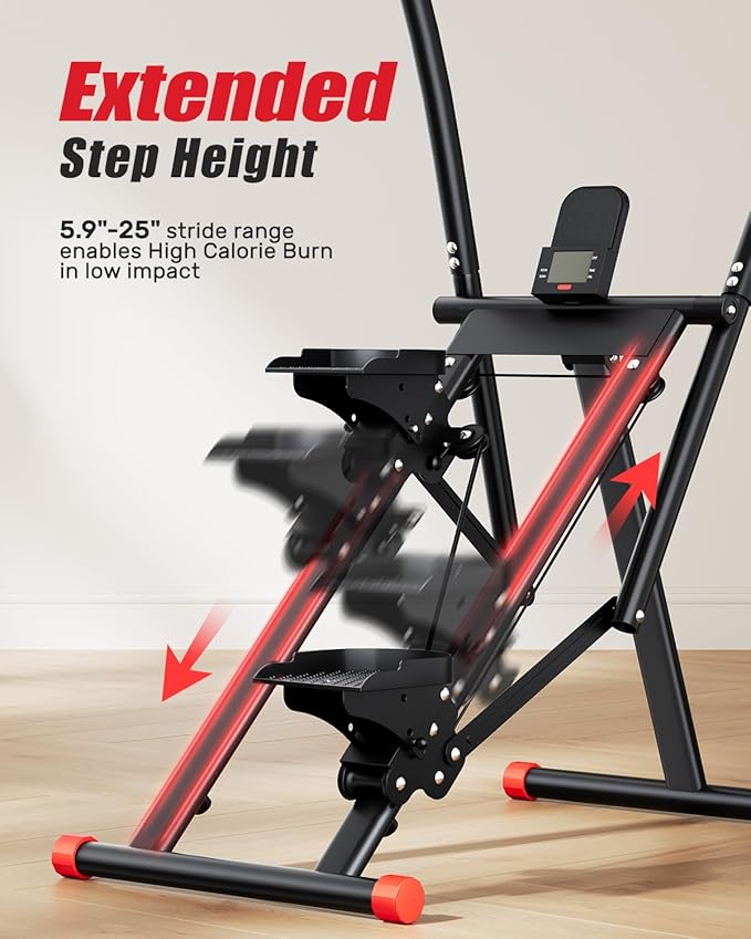 AL01 Stair Stepper, Foldable Steppers for Exercise at Home, Full-Body Cardio Workout Climber with Adjustable Pedals, Extended Step Range, 270LB Loading Capacity