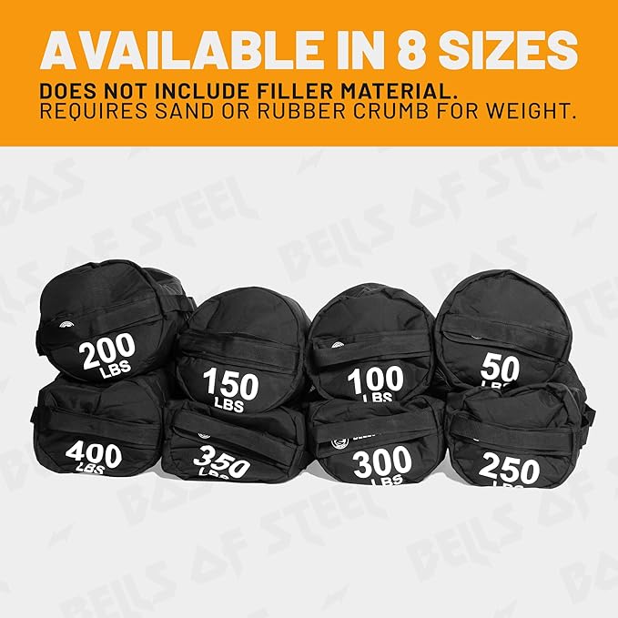 Strongman Sandbag for Working Out [Bells of Steel] Fitness Sand Bag Sacks, Commercial and Home Gym Sand Bags for Weight Training with Handles for Workout
