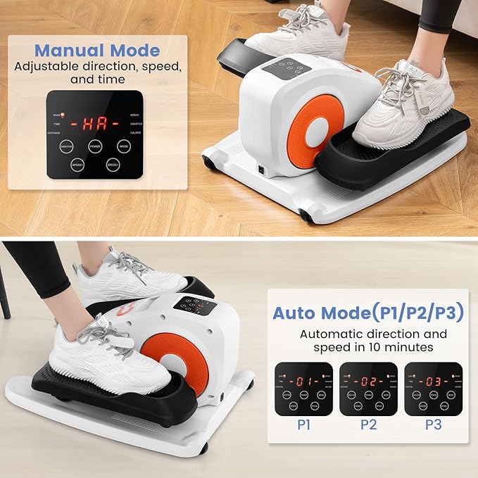 Goplus Under Desk Elliptical Machine, Electric Seated Pedal Exerciser with LED Display Monitor, Remote Control, Portable Fully Assembled Ellipse Leg Exerciser for Seniors Adults Home Office