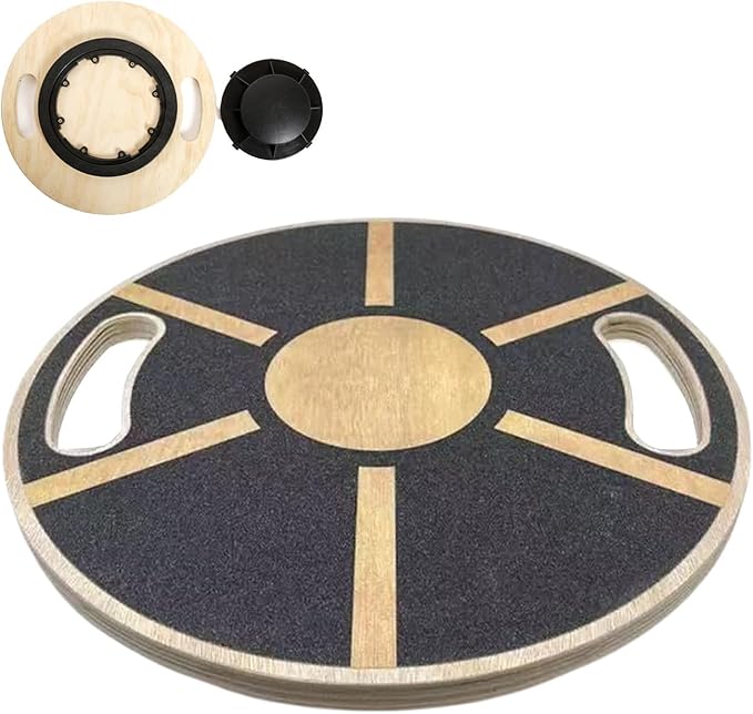 Balance Board - 360 Degree Rotation Wooden Balance Board - Core Non-slip Trainer for Enhancing Stability Training Calf Waist Ankle Support Full Body Exercises Yoga Planks