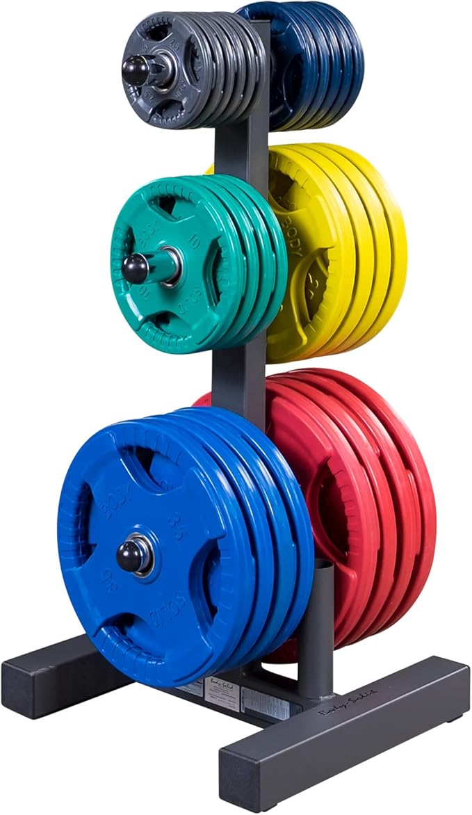 Body-Solid (WT46) 6-Post Olympic Weight Tree & Bar Holder - Durable Plate Rack and Weight Storage Stand for Home Gym - 1000 lb Weight Capacity