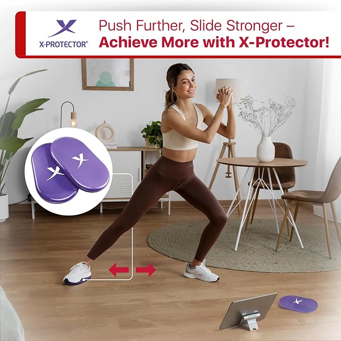 X-Protector Sliders for Working Out - 2 PCS - Double-Sided Exercise Sliders for Hard & Carpeted Floors - Gliders for Exercising!
