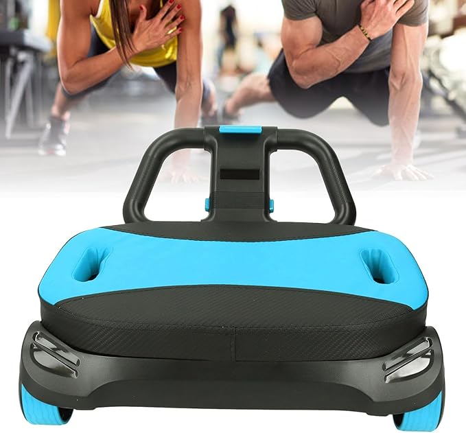 With 4 Wheels Automatic Rebound Abdominal Wheel For Core Workout, Foldable Elbow Support Full Body Workout,Abdominal Exercise Roller For Men And Women For Home Gym Black Blue