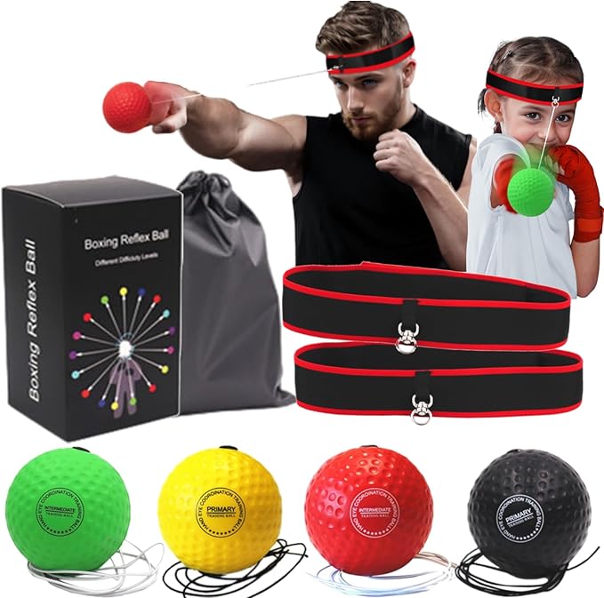 Boxing Reflex Ball for Adults and Kids, Ultimate Boxing Training Ball Set with Adjustable Headband&Boxing Balls, Boxing Equipment for Reaction, Punching Speed