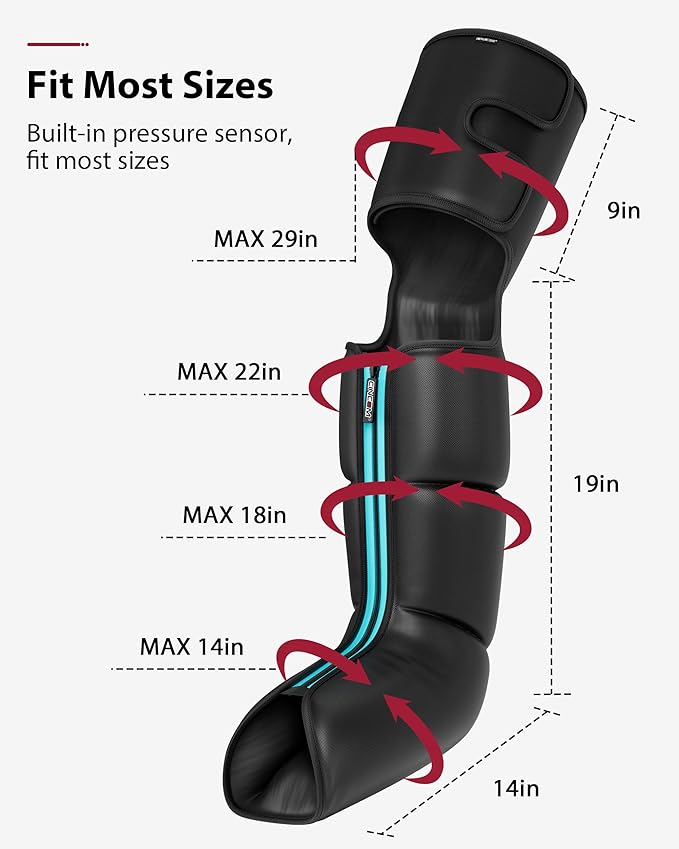 CINCOM Leg Massager with Heat and Compression, Air Compression Boots for Leg Calf & Foot Recovery, Edema Relief