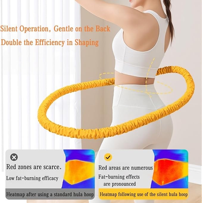3.2lbs Soft Spring Weighted Fitness Hoop for Adults, Hula-Inspired Core Workout Hoop, Portable & Quiet, Pinch-Free Waist Exercise Design