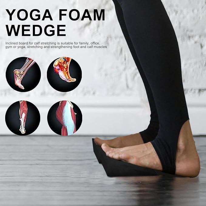 1 Pair Squat Wedge Blocks - Yoga Foam Wedges for Home Gym, Non-Slip Heel Elevated Squat Wedge, Calf Stretcher Slant Board, Yoga Blocks, Incline Board for Squats, Calf Stretching, Pilates