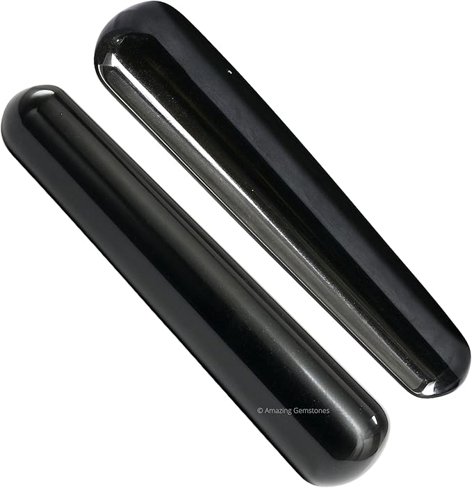 Amazing Gemstone Black Agate Crystal Wand Massage Stick - Pelvic Wand Gua Sha for Adults - Crystals and Healing Stones Massage Wands for Adults Gifts (Smooth)