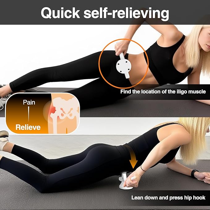 Psoas Release Tool-Hip Hook Psoas Muscle Release Tool Fully Adjustable for Iliacus,Waist Pain Sciatica,Back&Posture Relief,Hip Flexor Release Tool and Trigger Point Massage Tool [Patent Pending]