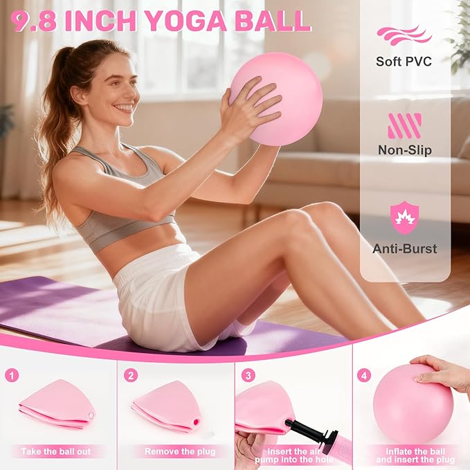 Pilates Ring Set for Women – Home Pilates Equipment Kit with 12.5" Pilates Ring,Mini Ball,5 Resistance Bands, Sliders & Grip Socks – Complete Starter Set for Toning,Strength & Flexibility