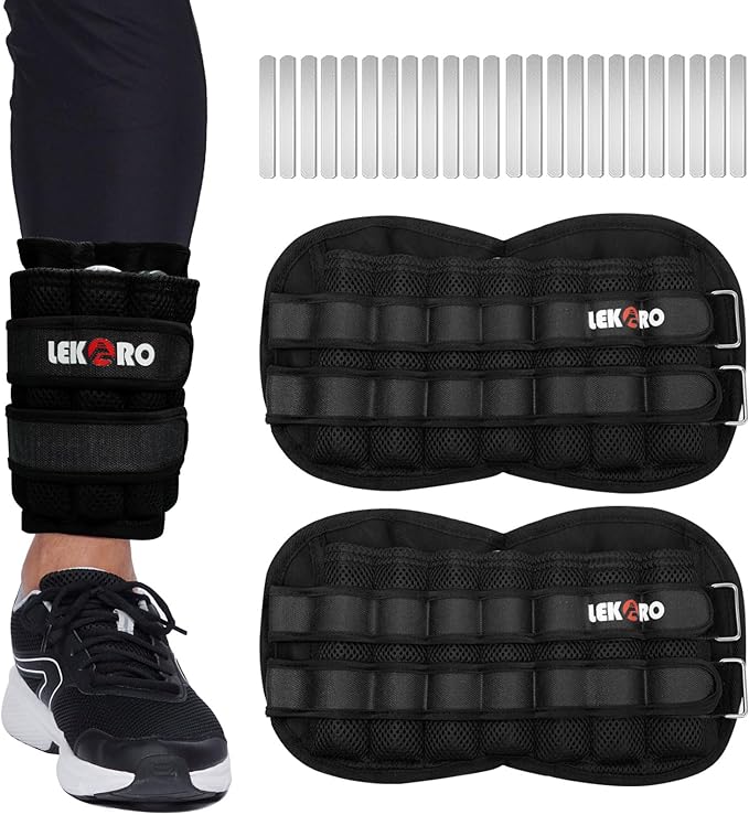 Ankle Weights Wrist Weights for Men Women, 1 Pair Adjustable Removable Steel Weighted Plates Arm Leg Weights for Walking Running Pilates, Fitness Weights