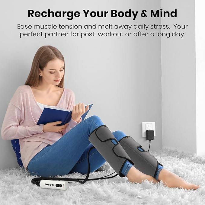 SHINE WELL Calf Massager for Circulation, Leg Compression Massager for Circulation and Pain Relief fsa with 3 Modes 3 Intensities 2 Timing, for Restless Legs Syndrome Relief