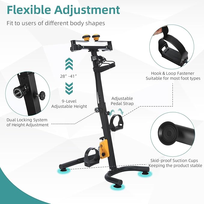 MEETWARM Pedal Exercise Bike for Seniors, Hand Arm Leg & Knee Peddler Adjustable Fitness Equipment, Folding Recovery Physical Therapy Home Exercise Bike for Elderly, Portable Bicycle Exerciser Machine