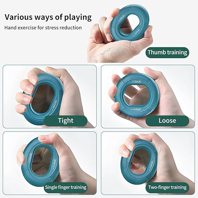 Grip Strength Trainer, Silicone Hand Grip Strengthener Ring for Finger Workout, Rock Climbing, Forearm & Grip Training, Stress Relief Exerciser for Men & Women, Durable Double-Force Design