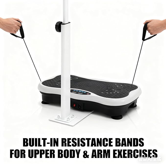 Vibration Plate Exercise Machine with Adjustable Handrails - 120 Speed Levels, 10 Modes for Full Body Workout, Home Fitness Equipment with Resistance Bands, Remote Control for Toning
