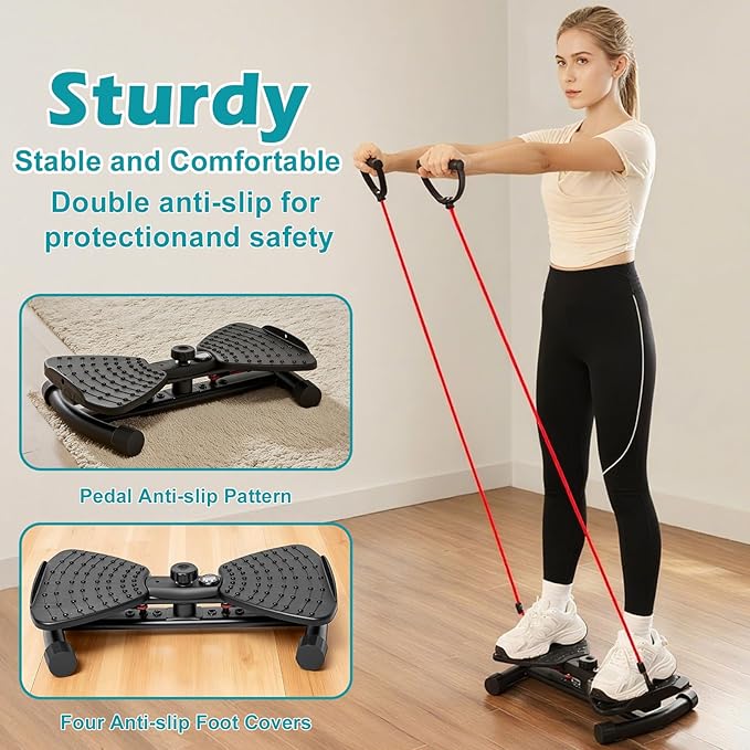Waist Twister Machine, Adjustable Exercise Twist Board for Women Men, Noiseless Ab Twister for Home Gym Equipment, 330 lbs Capacity with Timer, Reps, Calories with Digital Display