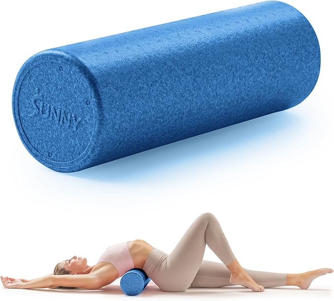 Sunny Health & Fitness High-Density Foam Roller 12" to 36", for Stretching & Muscle Recovery – Black, Blue, Pink