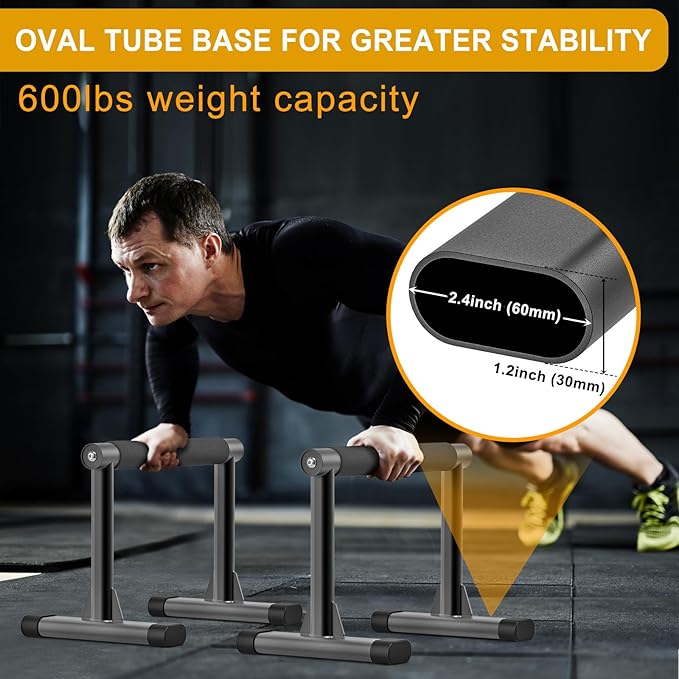 Kipika Parallette Bars for Calisthenics - Push Up & Dip Bar with Wood Handles, Rock-Free Support for Handstand, L-Sit & Home Strength Training, 600LB Capacity, 12" Height