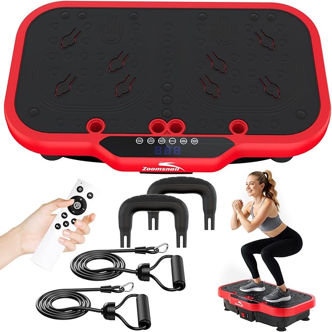 Vibration Plate Exercise Machine, 8000 Vibrations/min Adjustable Fitness Platform, 400 Lbs Capacity Whole Body Workout Extra Large Size Platform with Bluetooth for Weight Loss, Women & Men