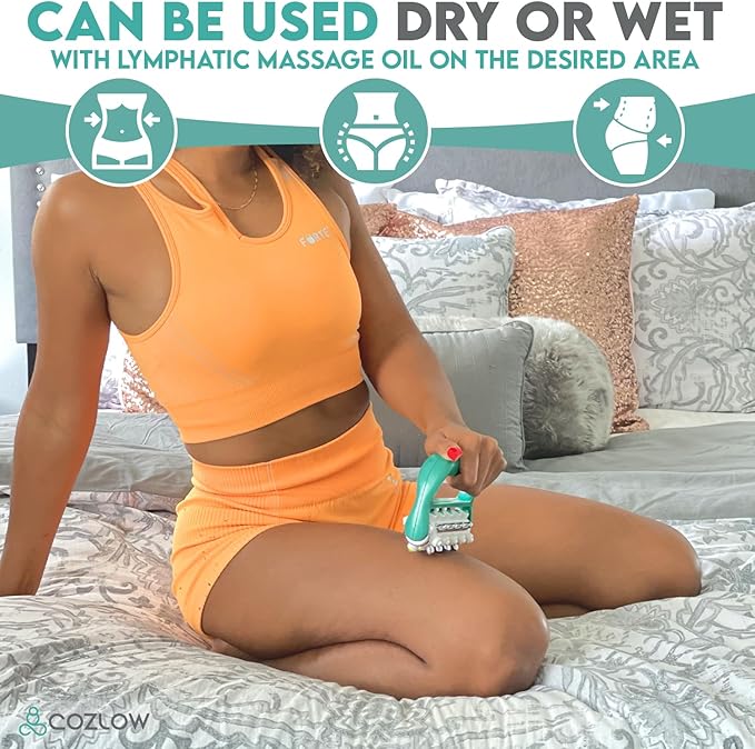 COZLOW - MyoRelease Lymphatic Drainage Massager - Green - Handheld Fascia Release + Scar Tissue Massage Roller for Shoulder, Neck, Belly, Thigh, Leg, Back, Glutes - Helps Reduce Cellulite Appearance