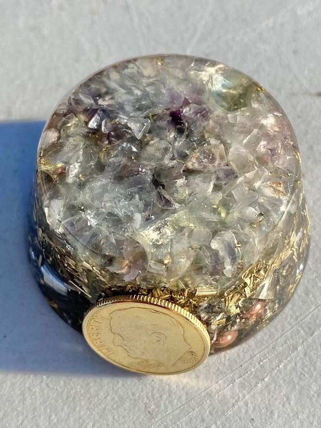 Rainbow Fluorite Orgone Generator Energy Accumulator 528Hz/7.83Hz/Advance Harmonics Many Beautiful Ingredients and Colors! (Rainbow Fluorite)
