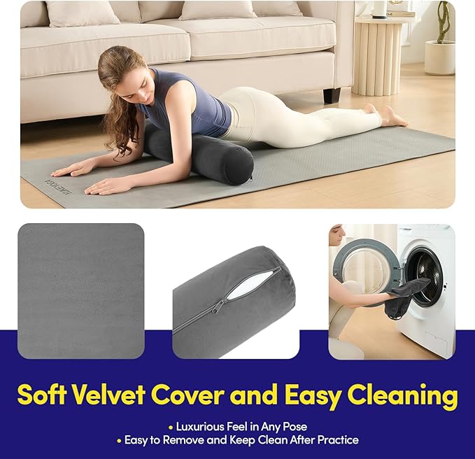 Meditation Cushion Bolster Pillow for Restorative Yoga – Supportive Cushion for Meditation, Pilates, and Relaxation – Filled with Buckwheat Hulls - Removable Cover