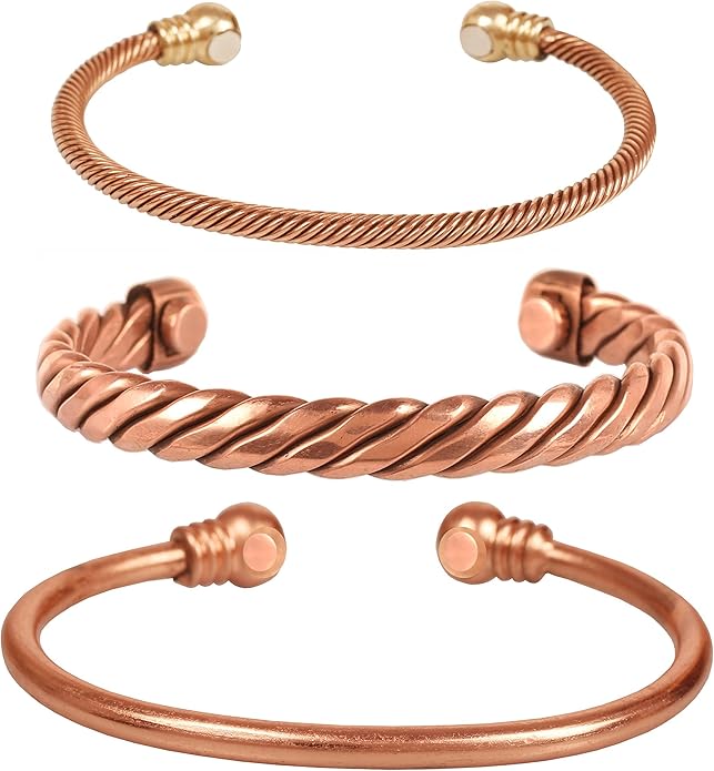 Touchstone copper bracelets | gift for men women |adjustable 100% pure solid real magnetic jewelry | handmade bracelet set combo | rope braided tibetan bangles.