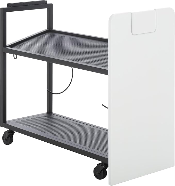SEI Furniture Sidekick Rolling Workout Equipment Rack – Hidden Weight Storage Organizer with Hooks & Shelves for Home Gym, Yoga Mat, Kettlebell, Dumbbells – White