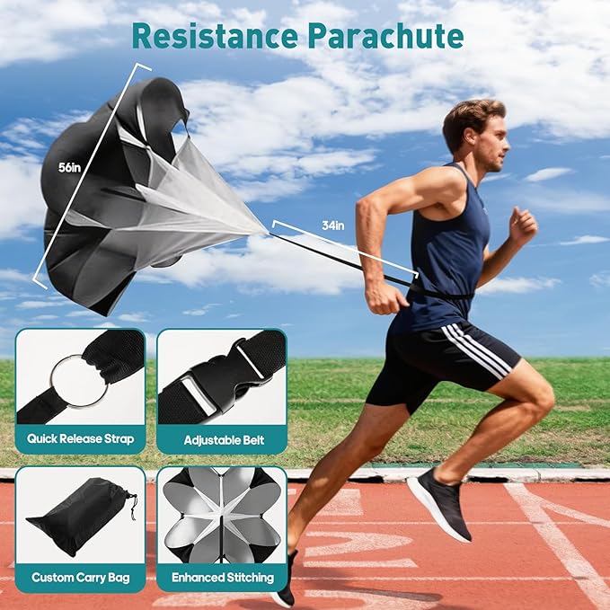 OLIXIS Soccer Agility Training Equipment Set- 20 ft Speed Ladder, 12 Soccer Cones, 4 Agility Hurdles, Jump Rope, Resistance Parachute Speed Training Equipment for Kids, Youth, Adults