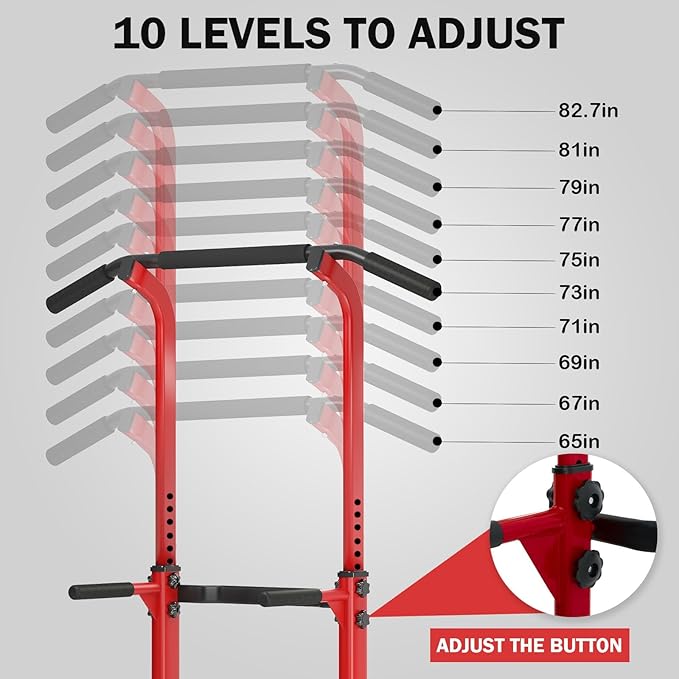 SogesPower Power Tower Dip Station Pull Up Bar for Home Gym Adjustable Height Strength Training Workout Equipment,Pull Up Bar Station