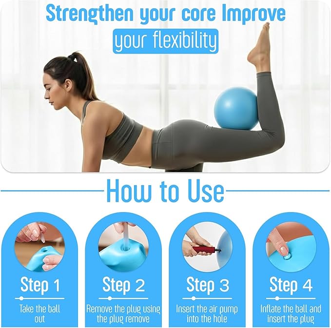 AMAVIK Pilates Kit 15-Pieces Home Workout Set with 5 Resistance Bands, Pilates Ring and Ball Set with Accessories-A Complete Pilates Set for Women to Improve Strength, Flexibility and Balance Body