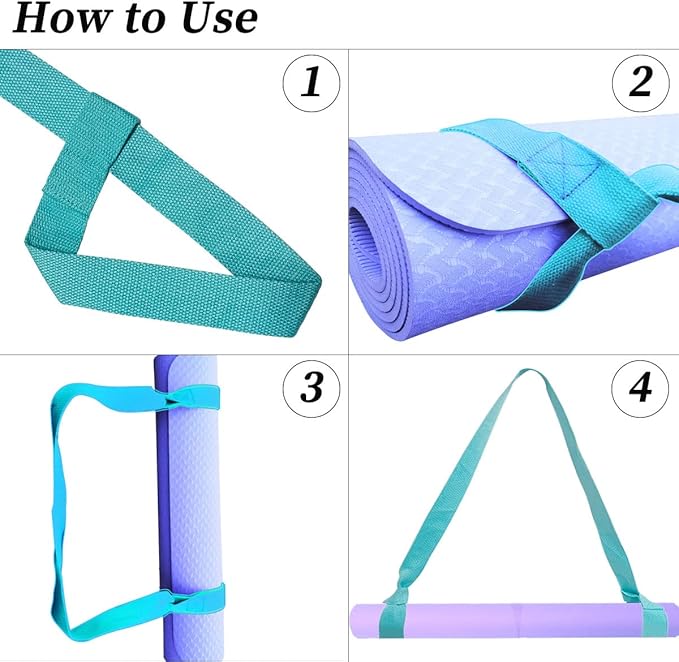Tenalleys 1Pcs Adjustable Yoga Mat Strap Multi-Purpose Straps Easy-Cinch Yoga Mat Sling