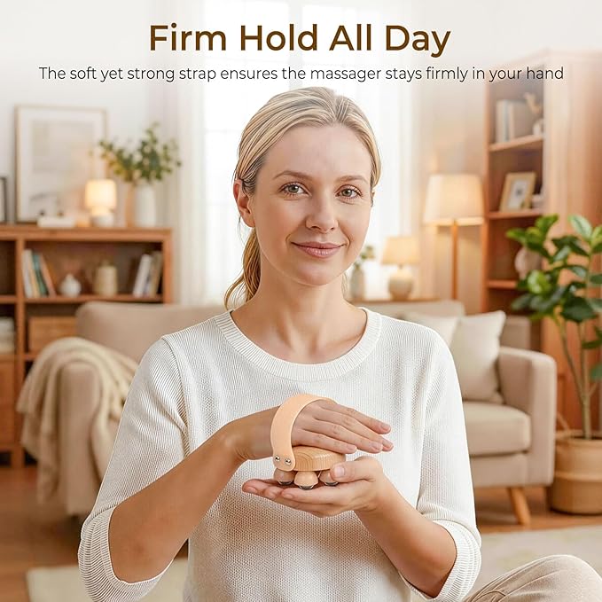 2 Pack Wooden Handheld Lymphatic Massager with Multi Ball and Finger Ball Rollers, Featuring Smooth 304 Stainless Steel Balls for Body Contouring, Cellulite, Circulation and Muscle Relief