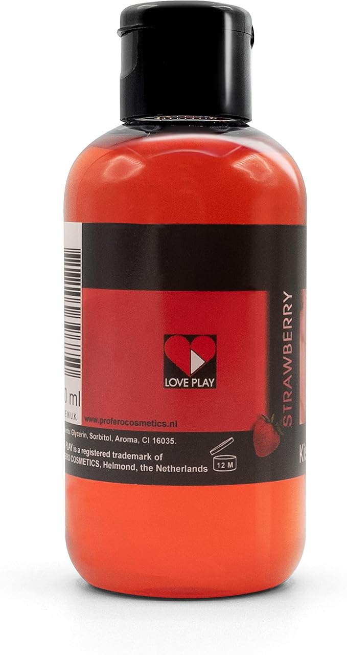 LOVE PLAY Strawberry Flavored - Full Body Oil for Women and Men - Edible Warming Oil for The Body - 100% Vegan and Fun - 150ml