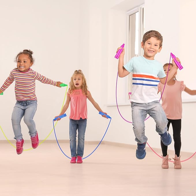 Elcoho 72 Pack Colorful Kids Jump Rope Set Great Party Favor Adjustable Plastic Kids Jump Rope Skipping Rope Outdoor Jump Ropes Great Party Favor