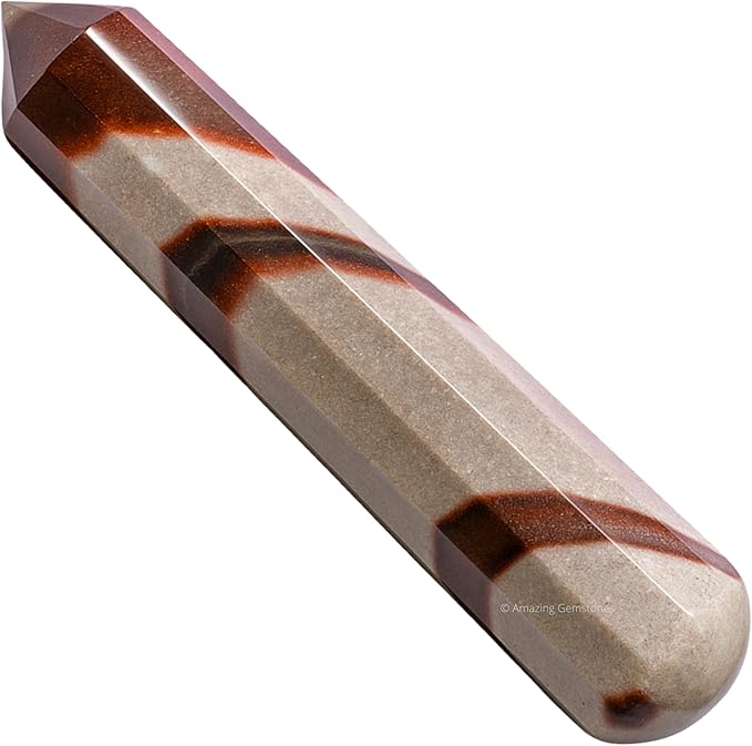 Amazing Gemstone Narmada Shiva Lingam Crystal Wand Massage Stick - Pelvic Wand Gua Sha for Adults - Crystals and Healing Stones Massage Wands for Adults Gifts (Pointed)